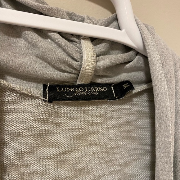 Lungo L'Arno Cardigan Gray Suede front Made in Italy - Picture 3 of 5